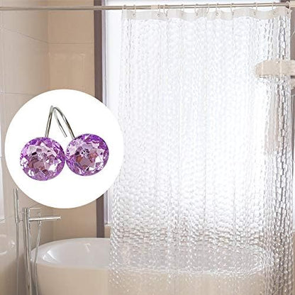 12 Pcs Bling Rhinestones Shower Curtain Hooks Bathroom Rolling Hooks
