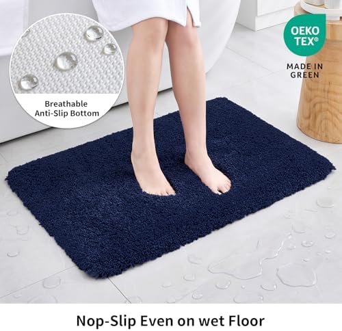 Disolla Navy Bathrom Runner Rug 24x70 - Extra Large Soft Plush Bath Mat, Thick Long Non-Slip Shaggy Floor Mat, Ultra-Absorbent for Master Bathroom Vanity