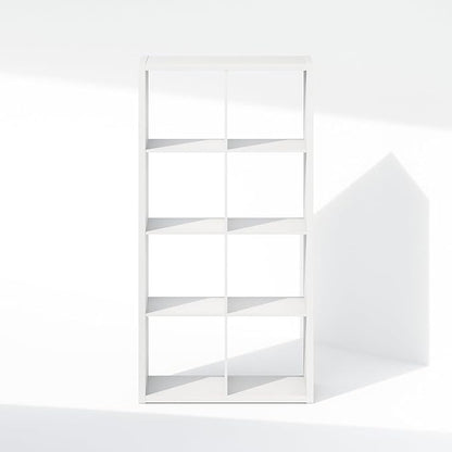 Furinno Simple Cube Storage Organizer, 8-Cube Display Shelf, Open Back Shelving Unit, Storage Shelves, Extra Thick Frame, for Organization and Storage, Living Room, Home Office, White