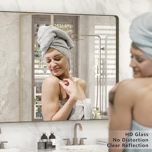 48x36 Inch Bronze Framed Mirror for Wall