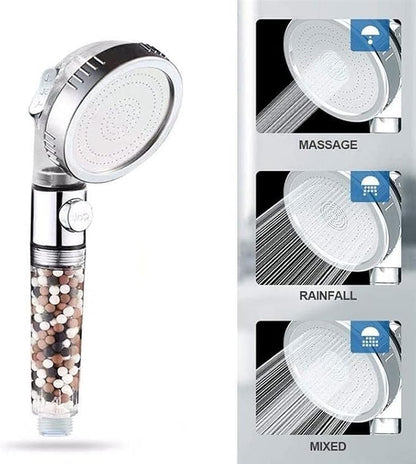 MineralStream Ionic Shower Head 2.0 + Hose | Ecowater Spa Showerheads for Dry Hair & Skin | 3 Settings High Pressure Water Saving Showerhead with Filter Beads