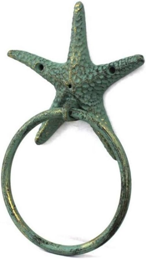 Antique Bronze Cast Iron Starfish Towel Holder 8.5 Inch - Starfish Decoration - Sea Home Decor