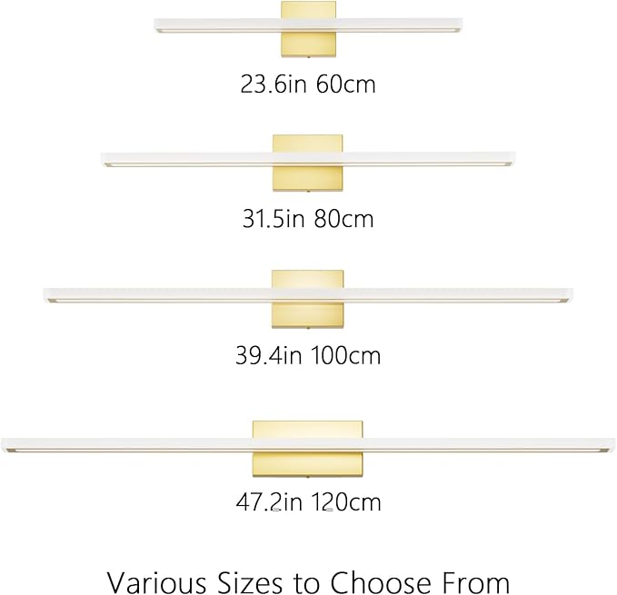 24inch Gold LED Bathroom Vanity Light Bar 18W Modern Bath Light Fixture Over Mirror Vanity Light Cool White 6000K