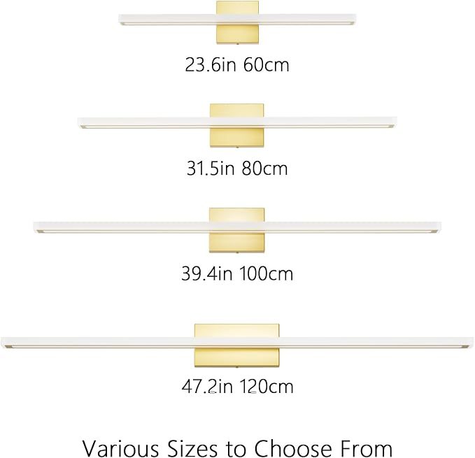 40inch Gold LED Bathroom Vanity Light Bar 36W Modern Bath Light Fixture Over Mirror Vanity Light Cool White 6000K