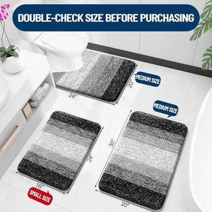 OLANLY Micorfiber Bathroom Rug Set 2 Piece, 36"x24"+U-Shaped 24"x20"