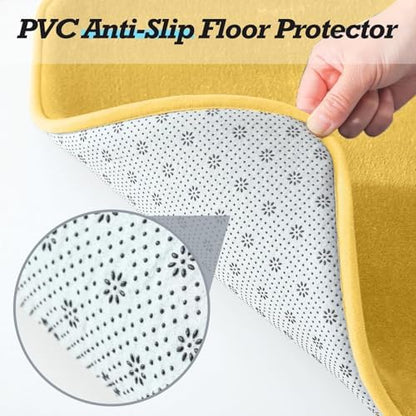 HUXMEYSON Bathroom Rugs Sets 2 Piece, Non-Slip & Quick Dry Bath Mat Set, Ultra Soft Velvet Bath Rugs for Bathroom, Toilet and Shower Floor, Yellow