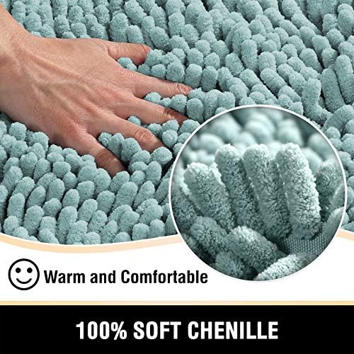 H.VERSAILTEX Bathroom Rugs Bath Mats Non Slip Luxury Chenille Bathroom Runner Rug 24x47 Extra Soft and Absorbent Shaggy Rugs Washable Dry Fast Area Carpet Mats, Tub - Aqua Foam