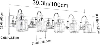 Ralbay Modern LED Crystal Bathroom Vanity Lights 5-Lights Stainless Steel Crystal Vanity Lights Over Mirror Modern Crystal Bathroom Vanity Lighting Fixtures