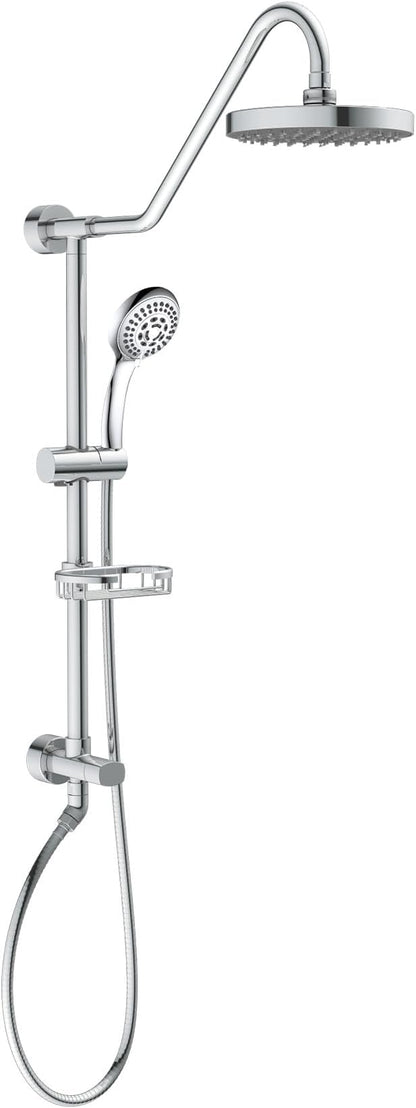 PULSE ShowerSpas Kauai III Polished Chrome Rain Shower Head with Handheld Spray - 2.5 GPM, 8" Showerhead, 5-Function HandShower, Adjustable Slide Bar - Shower Heads with Handheld Spray Combo