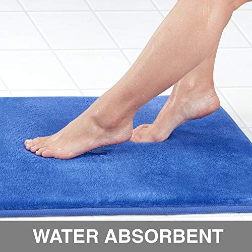 Memory Foam Bath Mat Non Slip Absorbent Super Cozy Velvet Bathroom Rug Carpet (22 inches X 36 inches, Royal Blue)