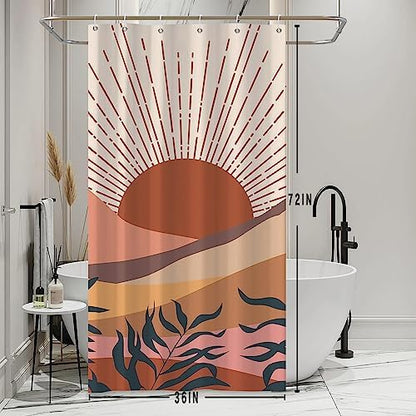 Boho Terracotta Stall Shower Curtain with Hooks 36x72 Inch