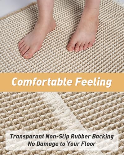 Upgraded Waffle Bath Mat Set of 2 Absorbent Bathroom Mat 18"x30" + 24"x48"