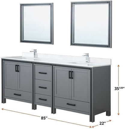 Ziva 84 in W x 22 in D Dark Grey Double Bath Vanity and Cultured Marble Top