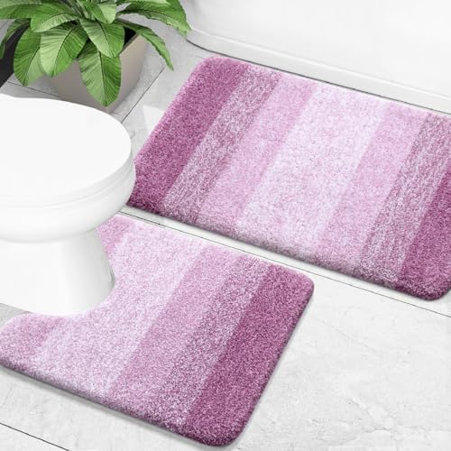 OLANLY Micorfiber Bathroom Rug Set 2 Piece, 30"x20"+U-Shaped 24"x20"