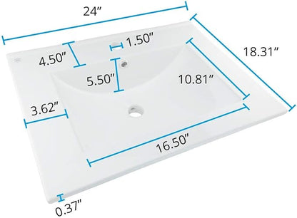 Renovators Supply Luke Bathroom Sink 24 In. White Porcelain Drop In Sink With Center Faucet Hole Pack Of 2