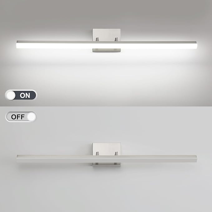 36in LED Vanity Light, 36W 2500LM Modern Brushed Nickel Adjustable Bathroom Light Fixture Over Mirror, Dimmable Light Bar 5000K Cool White