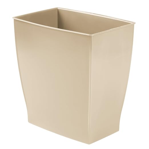 iDesign Small Plastic Bathroom Trash Can, Brown | Slim Rectangle, For Bedroom, For Office, For Dorm