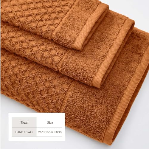 Great Bay Home Hand Towels - 100% Cotton 6 Pack 26x16 Hand Towel Set - Absorbent, Durable, Quick-Dry Towels for Bathroom (Copper)