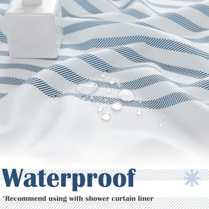 jinchan Blue and White Striped Shower Curtain Modern Zig Zag Waterproof Fabric Shower Curtains for Bathroom with 12 Hooks Machine Washable 70x72 inches