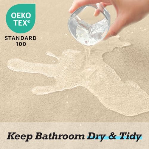 HUXMEYSON Bathroom Rugs Sets 2 Piece, Non-Slip & Quick Dry Bath Mat Set, Ultra Soft Velvet Bath Rugs for Bathroom, Toilet and Shower Floor, Light Coffee