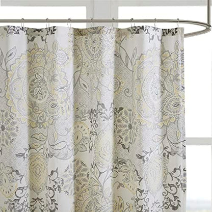Madison Park Isla Shower Curtain for Bathroom, Cotton, 72 x 72, Yellow