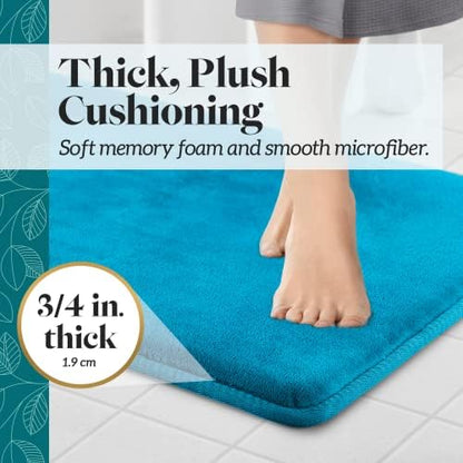 Memory Foam Bath Mat Non Slip Absorbent Super Cozy Velvet Bathroom Rug Carpet (24 inches X 48 inches, Caribbean Sea)