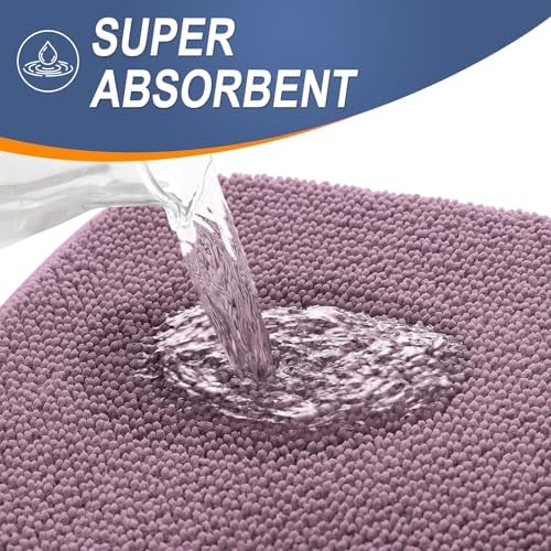 OLANLY Memory Foam Bathroom Runner Rug 44x24, Absorbent Long Mat, Deep Plum