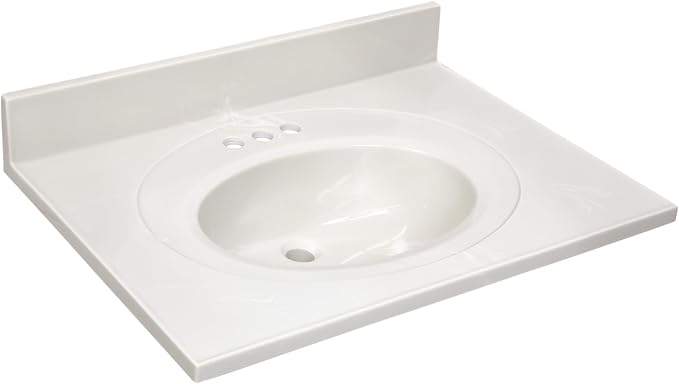 Design House Single Sink Vanity Top, 31", Ivory | With Backsplash, , Countertop, Classic, Cultured Marble, Bath, 586321