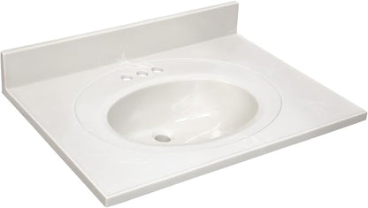 Design House Single Sink Vanity Top, 31", Ivory | With Backsplash, , Countertop, Classic, Cultured Marble, Bath, 586321