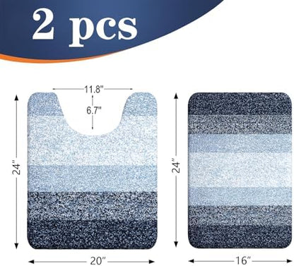 OLANLY Micorfiber Bathroom Rug Set 2 Piece, 24"x16"+U-Shaped 24"x20"
