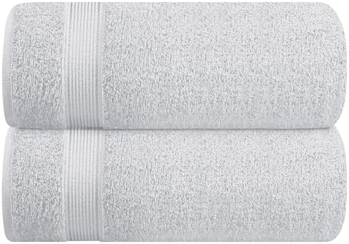 Belizzi Home Cotton 2 Pack Oversized Bath Sheet 35x70, Large Bath Sheet, Ultra Soft, Absorbent, Compact, Eco-Friendly, Recyclable, Quick Drying and Lightweight Towel - Light Grey