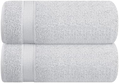 Belizzi Home Cotton 2 Pack Oversized Bath Sheet 35x70, Large Bath Sheet, Ultra Soft, Absorbent, Compact, Eco-Friendly, Recyclable, Quick Drying and Lightweight Towel - Light Grey