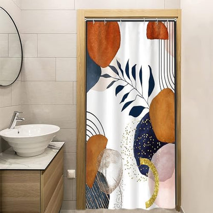 Boho Navy Blue Stall Shower Curtain with Hooks 36x72 Inch