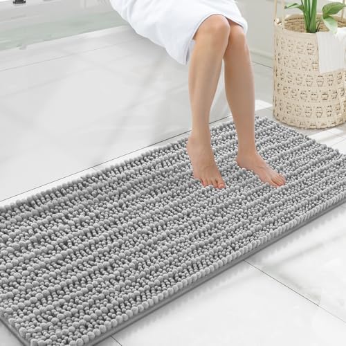Smiry Bathroom Rugs 47X20, Extra Soft Rubber Backing Chenille Bath Mats