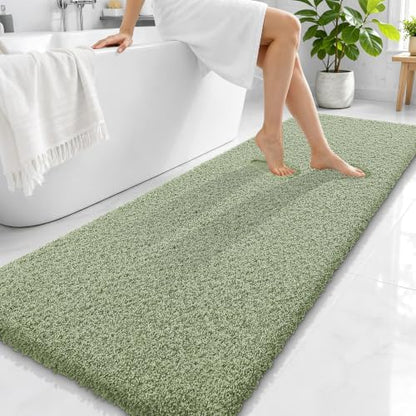 OLANLY Microfiber Bathroom Runner Rugs 70x24, Soft Bath Mat, Sage Green