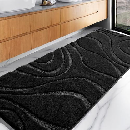 DEXDE Bathroom Rugs Runner Non-Slip Mat for Bathroom Floor, 24X72 Black