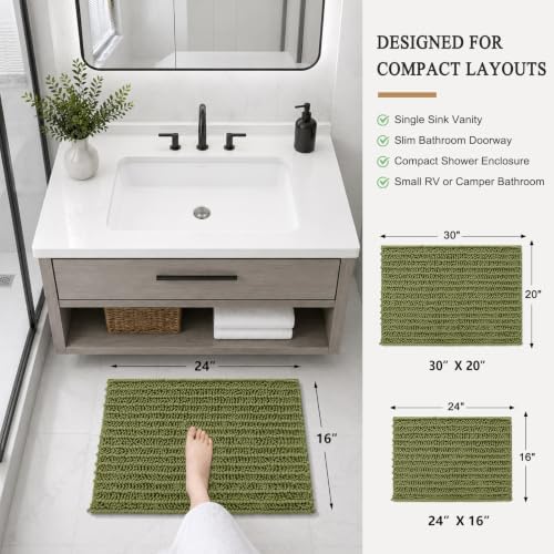 Arotive Bathroom Rugs Mat 24x16, Soft Absorbent Chenille Shaggy Bath Mat
