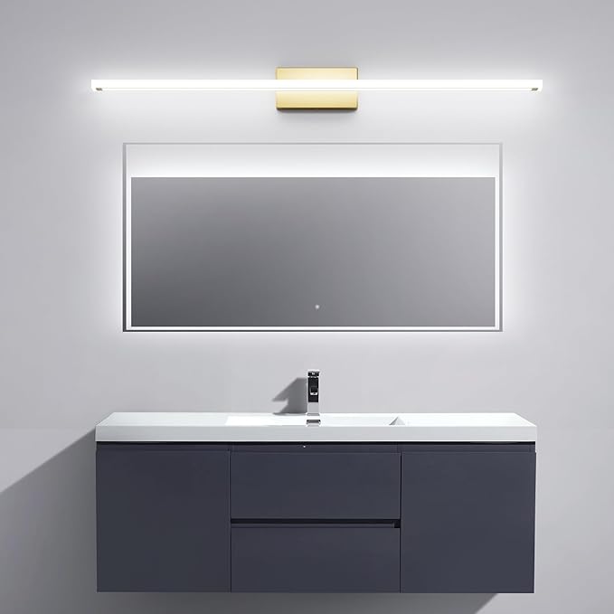48inch Gold LED Bathroom Vanity Light Bar 40W Modern Bath Light Fixture Over Mirror Vanity Light Cool White 6000K