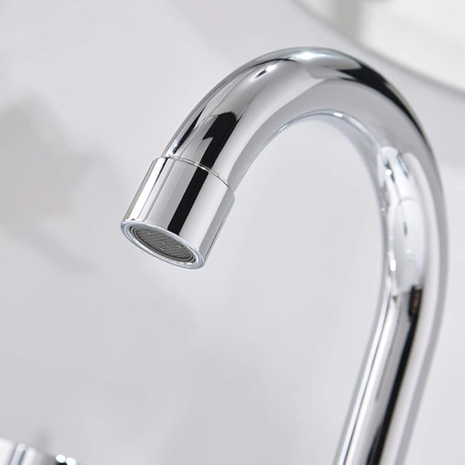 Phiestina Widespread Bathroom Sink Faucet, 3 Hole 8 Inch Chrome Finish, Modern Vanity Faucet with Metal Pop Up Drain, WF015-1-C