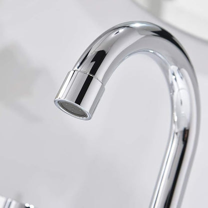 Phiestina Widespread Bathroom Sink Faucet, 3 Hole 8 Inch Chrome Finish, Modern Vanity Faucet with Metal Pop Up Drain, WF015-1-C