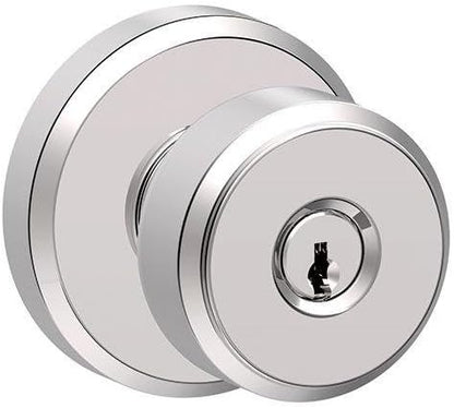 SCHLAGE F51A BWE 625 GSN 619 Bowery Knob with Greyson Trim Keyed Entry Lock, Bright Chrome with Satin Nickel Interior