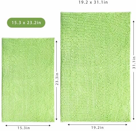 Chenille Bath Mat Microfiber Floor Mat Baby Bath Mat for Kids Washable Bathroom Dry Fast Water Absorbent Shower Mat Area Rugs (15.3" x 23.2", Green)