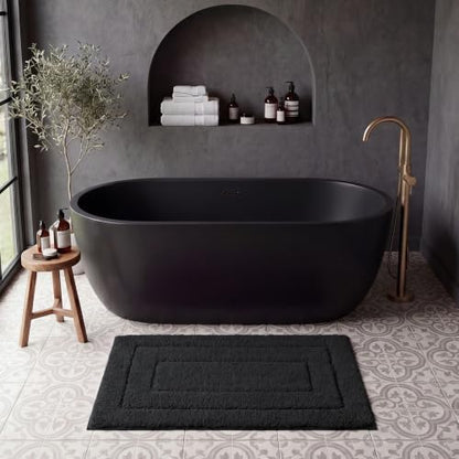 GRANNY SAYS Black Bathroom Rug 16" x 24", Non-Slip Microfiber Bath Mat