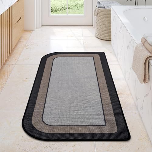 YDKGL Bathroom Runner Rug, Long Thin Bath Mat Fit Under Door, Grey 24x48