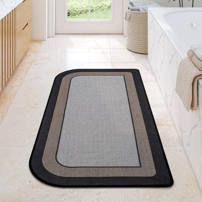 YDKGL Bathroom Runner Rug, Long Thin Bath Mat Fit Under Door, Grey 24x48