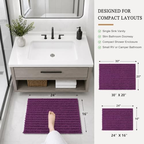Arotive Bathroom Rugs Mat 24x16, Soft Absorbent Chenille Shaggy Bath Mat
