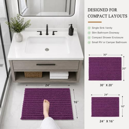Arotive Bathroom Rugs Mat 24x16, Soft Absorbent Chenille Shaggy Bath Mat