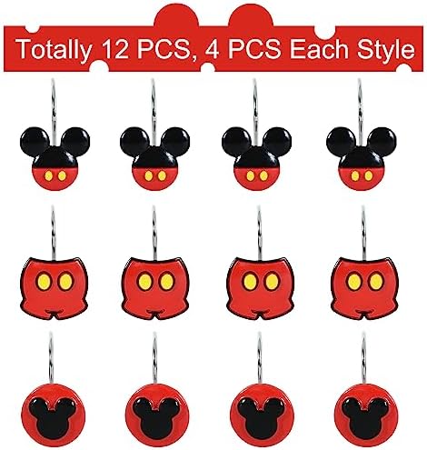 12-Piece Mouse Shower Curtain Hooks for Bathroom