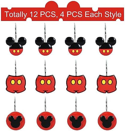 12-Piece Mouse Shower Curtain Hooks for Bathroom