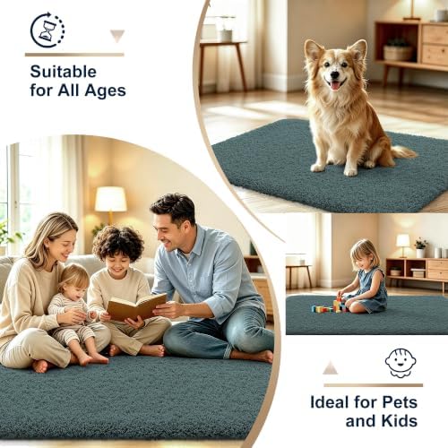 OLANLY Microfiber Soft Bathroom Toilet Rugs U-Shaped, 24x20, Blackish Green
